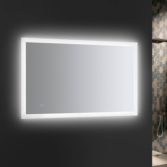 Fresca FMR014830 Angelo 48" Wide x 30" Tall Bathroom Mirror with Halo Style LED Lighting and Defogger