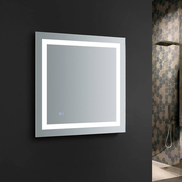 Fresca FMR023030 Santo 30" Wide x 30" Tall Bathroom Mirror with LED Lighting and Defogger