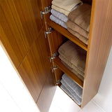 Fresca FST8090TK Teak Bathroom Linen Side Cabinet with 3 Large Storage Areas