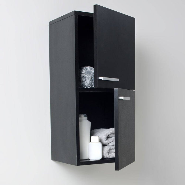 Fresca FST8091BW Bathroom Linen Side Cabinet with 2 Storage Areas in Black