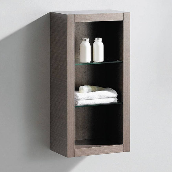 Fresca FST8130GO Allier Gray Oak Bathroom Linen Side Cabinet with 2 Glass Shelves
