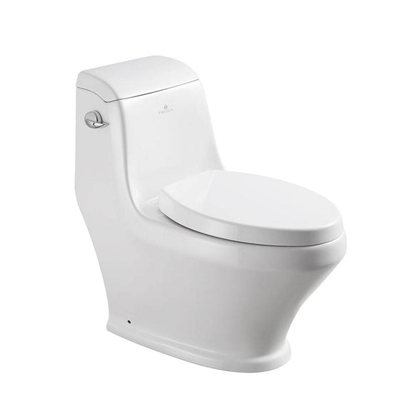 Fresca FTL2133 Volna Elongated White One-Piece Contemporary Toilet, 1.28 GPF