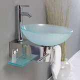 Fresca FVN1012 Cristallino 18" Modern Glass Bathroom Vanity with Frosted Vessel Sink