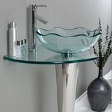 Fresca FVN1036 Netto 24" Modern Glass Bathroom Vanity with Wavy Edge Vessel Sink