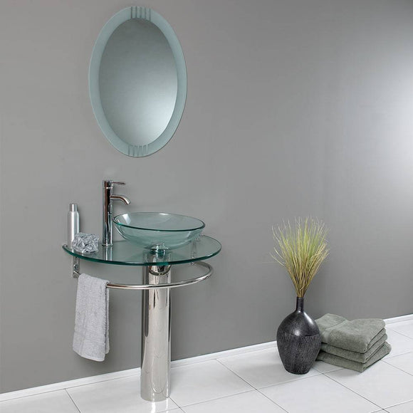 Fresca FVN1060 Attrazione 30" Modern Glass Bathroom Vanity with Frosted Edge Mirror