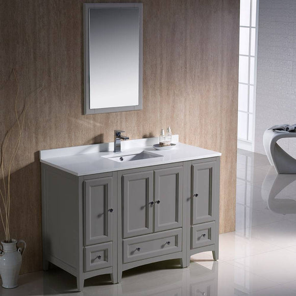 Fresca FVN20-122412GR Oxford 48" Gray Traditional Bathroom Vanity with 2 Side Cabinets