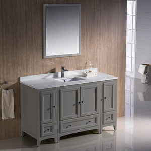 Fresca FVN20-123012GR Oxford 54" Gray Traditional Bathroom Vanity with 2 Side Cabinets