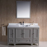 Fresca FVN20-123012GR Oxford 54" Gray Traditional Bathroom Vanity with 2 Side Cabinets