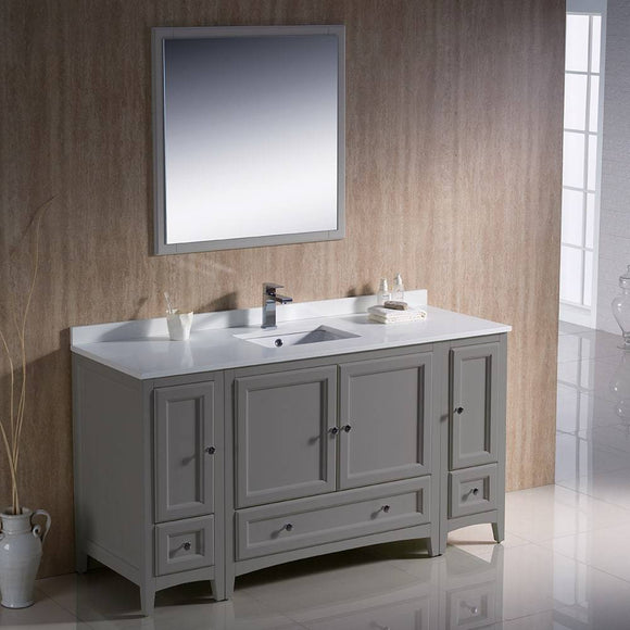 Fresca FVN20-123612GR Oxford 60" Gray Traditional Bathroom Vanity