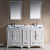 Fresca FVN20-241224AW Oxford 60" Antique White Traditional Double Sink Bathroom Vanity