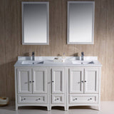 Fresca FVN20-241224AW Oxford 60" Traditional Double Sink Bathroom Vanity with Side Cabinet in Antique White