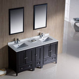 Fresca FVN20-241224ES Oxford 60" Espresso Traditional Double Sink Bathroom Vanity