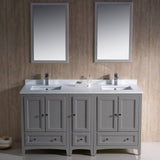 Fresca FVN20-241224GR Oxford 60" Gray Traditional Double Sink Bathroom Vanity