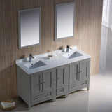 Fresca FVN20-241224GR Oxford 60" Gray Traditional Double Sink Bathroom Vanity