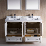 Fresca FVN20-2424AW Oxford 48" Traditional Double Sink Bathroom Vanity in Antique White