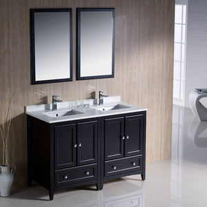 Fresca FVN20-2424ES Oxford 48" Espresso Traditional Double Sink Bathroom Vanity