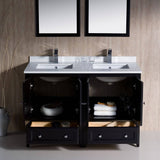 Fresca FVN20-2424ES Oxford 48" Espresso Traditional Double Sink Bathroom Vanity