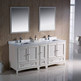 Fresca FVN20-301230AW Oxford 72" Traditional Double Sink Bathroom Vanity with Side Cabinet in Antique White