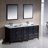 Fresca FVN20-301230ES Oxford 72" Traditional Double Sink Bathroom Vanity with Side Cabinet in Espresso