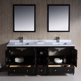 Fresca FVN20-301230ES Oxford 72" Espresso Traditional Double Sink Bathroom Vanity