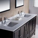 Fresca FVN20-301230ES Oxford 72" Espresso Traditional Double Sink Bathroom Vanity