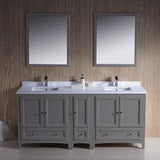 Fresca FVN20-301230GR Oxford 72" Gray Traditional Double Sink Bathroom Vanity