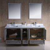 Fresca FVN20-301230GR Oxford 72" Gray Traditional Double Sink Bathroom Vanity with Side Cabinet