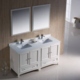 Fresca FVN20-3030AW Oxford 60" Traditional Double Sink Bathroom Vanity in Antique White