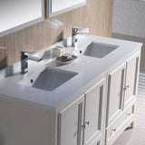 Fresca FVN20-3030AW Oxford 60" Traditional Double Sink Bathroom Vanity in Antique White