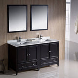 Fresca FVN20-3030ES Oxford 60" Espresso Traditional Double Sink Bathroom Vanity