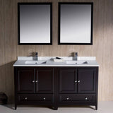 Fresca FVN20-3030ES Oxford 60" Espresso Traditional Double Sink Bathroom Vanity