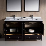Fresca FVN20-3030ES Oxford 60" Espresso Traditional Double Sink Bathroom Vanity