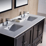 Fresca FVN20-3030ES Oxford 60" Espresso Traditional Double Sink Bathroom Vanity