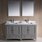 Fresca FVN20-3030GR Oxford 60" Gray Traditional Double Sink Bathroom Vanity