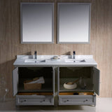 Fresca FVN20-3030GR Oxford 60" Gray Traditional Double Sink Bathroom Vanity