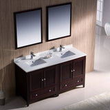 Fresca FVN20-3030MH Oxford 60" Mahogany Traditional Double Sink Bathroom Vanity