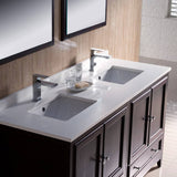 Fresca FVN20-3030MH Oxford 60" Mahogany Traditional Double Sink Bathroom Vanity