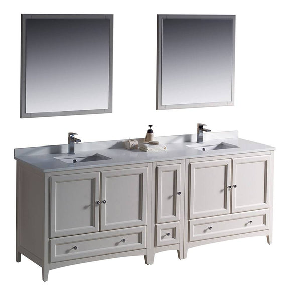 Fresca FVN20-361236AW Oxford 84" Antique White Traditional Double Sink Bathroom Vanity