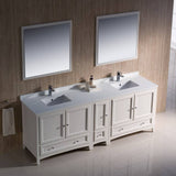 Fresca FVN20-361236AW Oxford 84" Traditional Double Sink Bathroom Vanity with Side Cabinet in Antique White