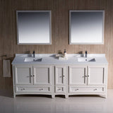 Fresca FVN20-361236AW Oxford 84" Traditional Double Sink Bathroom Vanity with Side Cabinet in Antique White