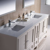 Fresca FVN20-361236AW Oxford 84" Traditional Double Sink Bathroom Vanity with Side Cabinet in Antique White