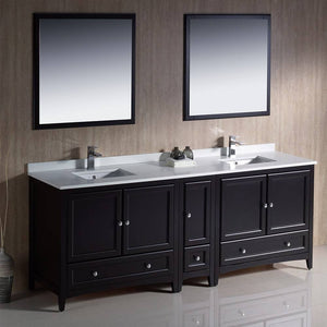 Fresca FVN20-361236ES Oxford 84" Traditional Double Sink Bathroom Vanity with Side Cabinet in Espresso