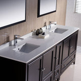 Fresca FVN20-361236ES Oxford 84" Espresso Traditional Double Sink Bathroom Vanity