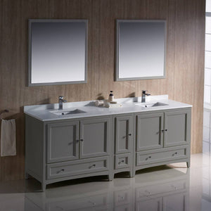 Fresca FVN20-361236GR Oxford 84" Gray Traditional Double Sink Bathroom Vanity with Side Cabinet