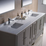 Fresca FVN20-361236GR Oxford 84" Gray Traditional Double Sink Bathroom Vanity with Side Cabinet