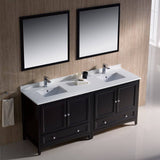 Fresca FVN20-3636ES Oxford 72" Espresso Traditional Double Sink Bathroom Vanity