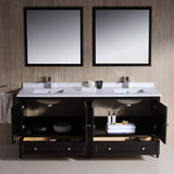 Fresca FVN20-3636ES Oxford 72" Espresso Traditional Double Sink Bathroom Vanity