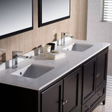 Fresca FVN20-3636ES Oxford 72" Espresso Traditional Double Sink Bathroom Vanity