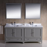 Fresca FVN20-3636GR Oxford 72" Gray Traditional Double Sink Bathroom Vanity