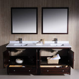 Fresca FVN20-3636MH Oxford 72" Mahogany Traditional Double Sink Bathroom Vanity